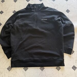 Columbia Black 1/4 Zip Fleece Pullover Men's Large Outdoor Sweatshirt